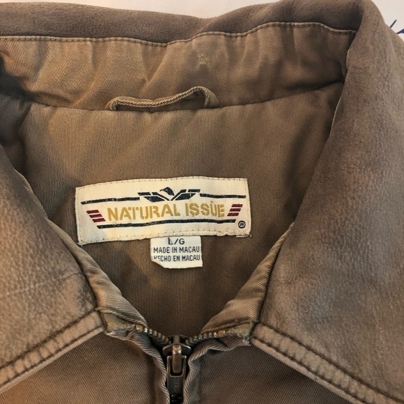 Vintage NATURAL ISSUE Jacket Men's Large Brown Insulated Full Zip Distressed - Picture 5 of 12
